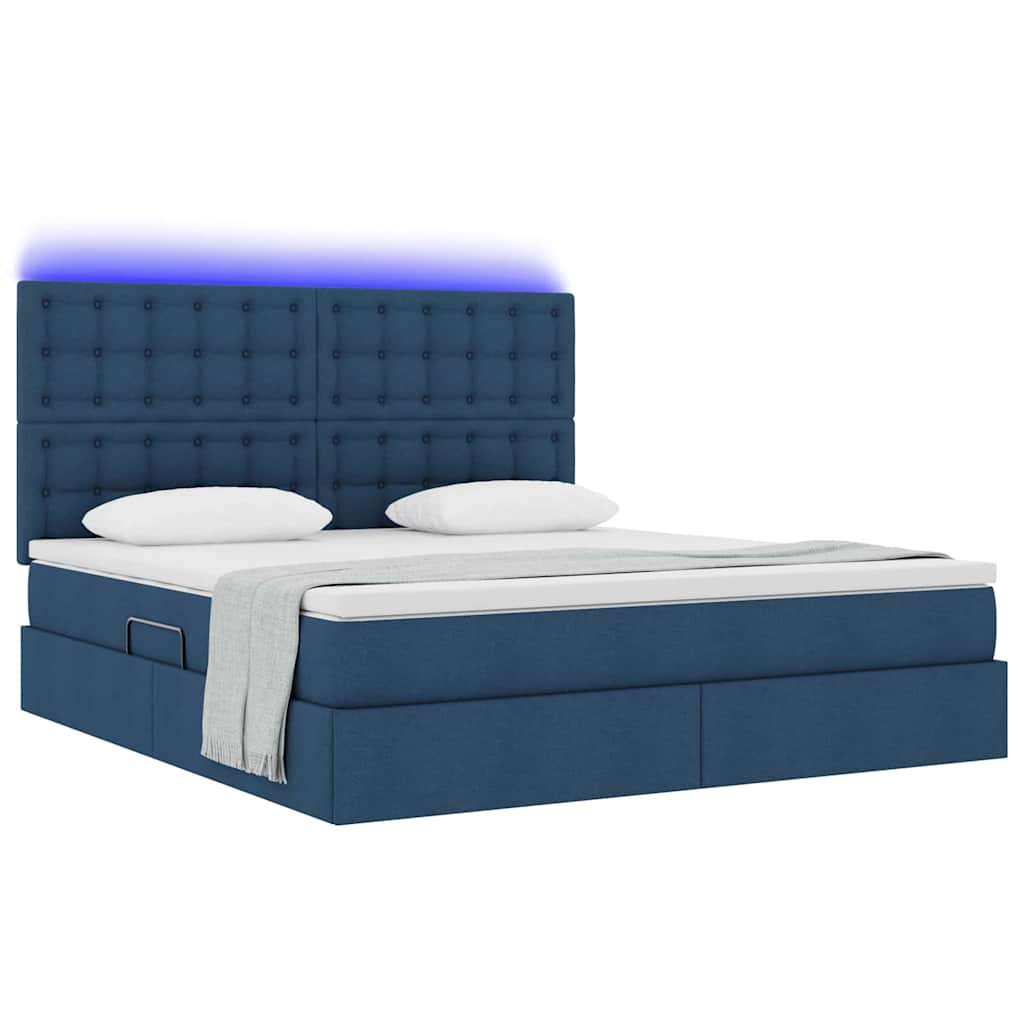 Thumbnail - vidaXL Bett mit Stauraum und LED Blau 160 x 200 cm Polyester