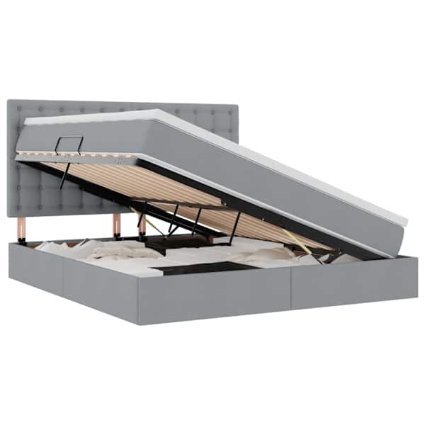 vidaXL LED-iga voodiraam koos madratsiga Helehall 180 x 200 cm kangas