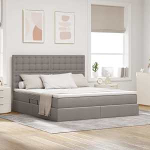 Postel s úložným prostorem a LED osvětlením Taupe 180 x 200 cm - obrázek 1