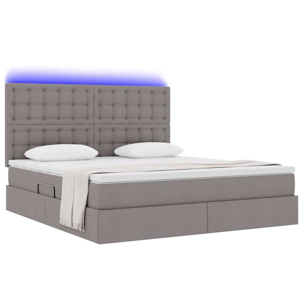 Thumbnail - vidaXL Bett mit Stauraum und LED mit LED Taupe 180 x 200 cm Polyester