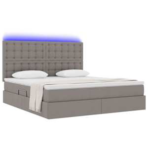 Postel s úložným prostorem a LED osvětlením Taupe 180 x 200 cm - obrázek 3