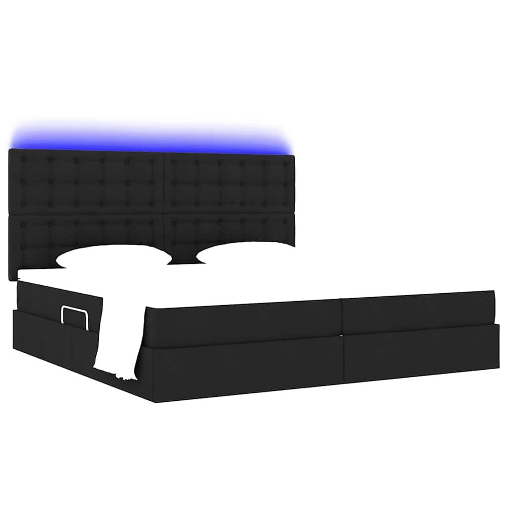 Thumbnail - vidaXL Bett mit Stauraum und LED Schwarz 200 x 200 cm Polyester