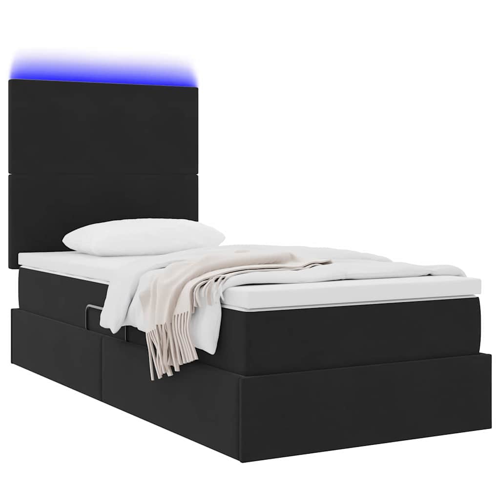 Thumbnail - vidaXL Bett mit Stauraum und LED mit Matratze Schwarz 90 x 190 cm Samt