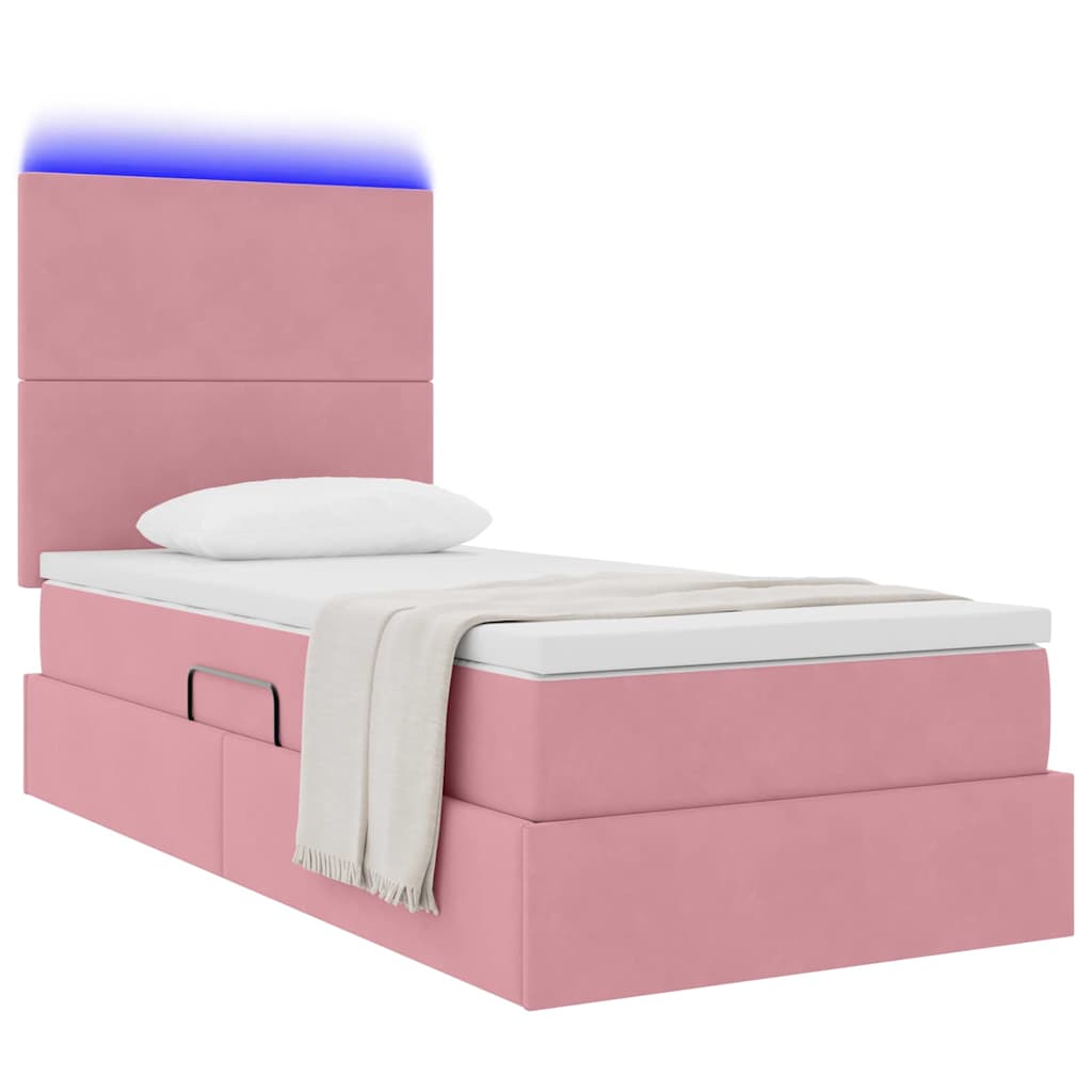 Thumbnail - vidaXL Bett mit Stauraum und LED mit Matratze Rosa 90 x 190 cm Samt
