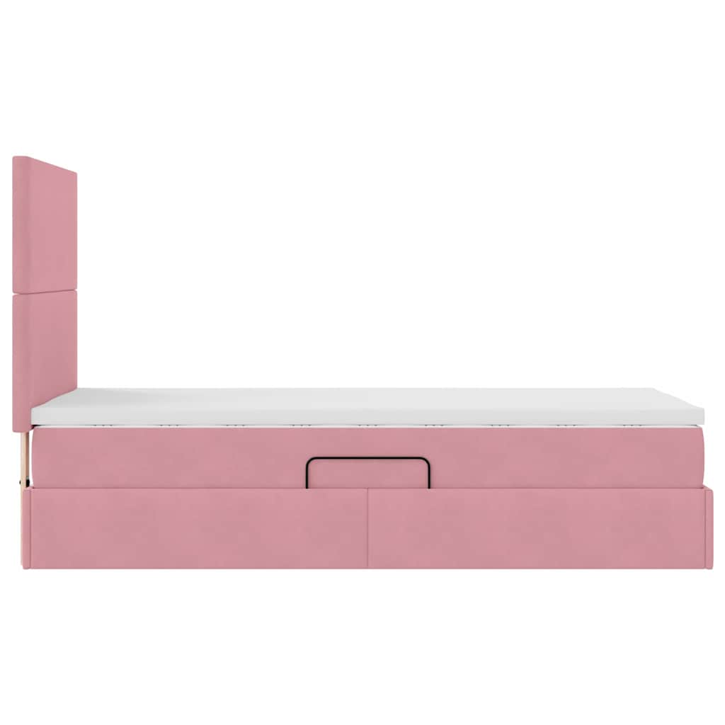 vidaXL Bett mit Stauraum und LED mit Matratze Rosa 100 x 200 cm Samt – Bild 11