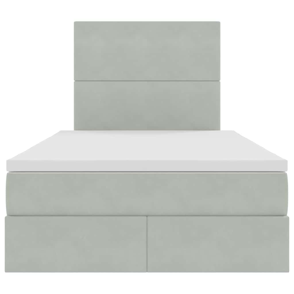 Postel s úložným prostorem a LED osvětlením Světle šedá samet - obrázek 8