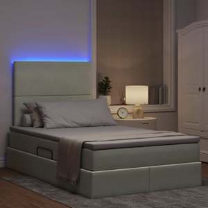 LED postel s úložným prostorem a matrací Světle šedá - obrázek 5