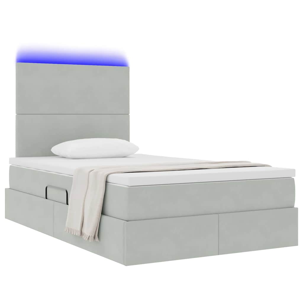 Thumbnail - vidaXL Bett mit Stauraum und LED Hellgrau 120 x 200 cm Samt