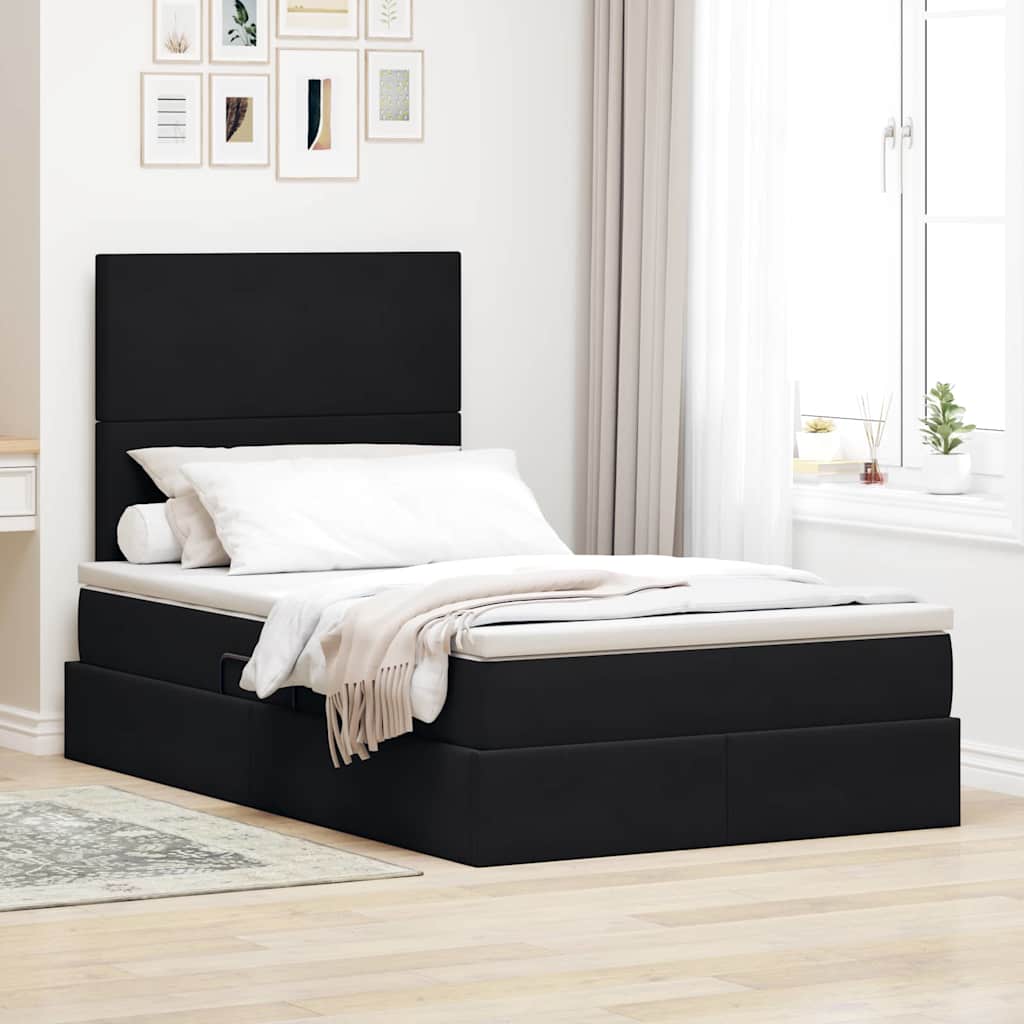 vidaXL Pat cu LED și saltea Negru 120 x 200 cm Catifea