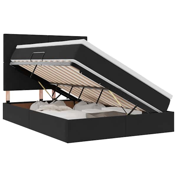 vidaXL LED-iga voodiraam koos madratsiga Must 140 x 200 cm Samet
