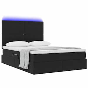 LED postel s úložným prostorem a matrací Černá 140 x 200 cm - obrázek 3