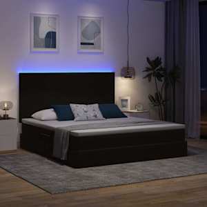 LED postel s úložným prostorem a matrací Černá 160 x 200 cm - obrázek 5