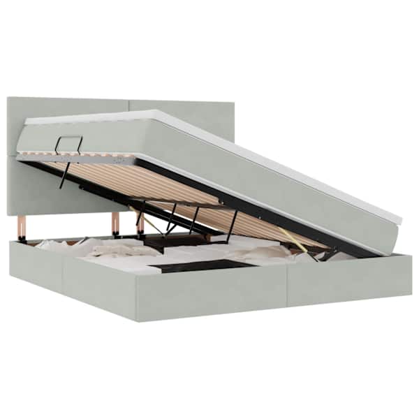 vidaXL LED-iga voodiraam koos madratsiga Helehall 180 x 200 cm Samet