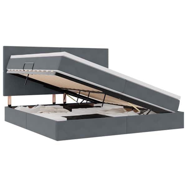 vidaXL LED-iga voodiraam koos madratsiga Tumehall 200 x 200 cm Samet