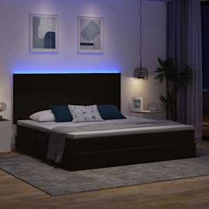 LED postel s úložným prostorem a matrací Černá 200 x 200 cm - obrázek 5