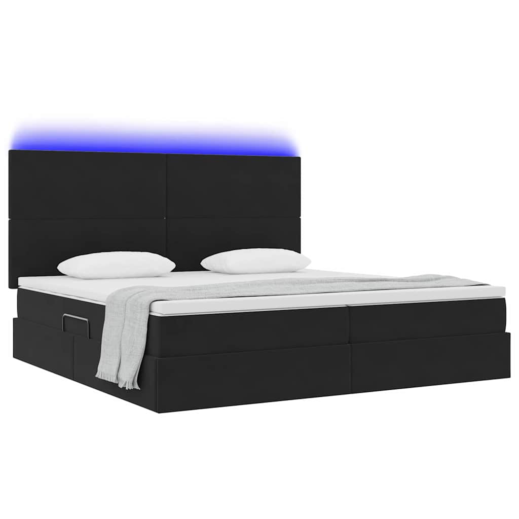Thumbnail - vidaXL Bett mit Stauraum und LED mit LED Schwarz 200 x 200 cm Samt