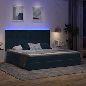 LED postel s úložným prostorem a matrací Tmavě modrá - obrázek 5
