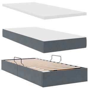 LED postel s úložným prostorem a matrací Tmavě šedá 90 x 190 cm - obrázek 9