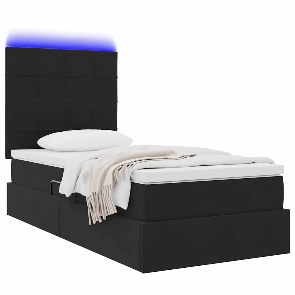 Thumbnail - vidaXL Bett mit Stauraum und LED mit Matratze Schwarz 90 x 190 cm Samt