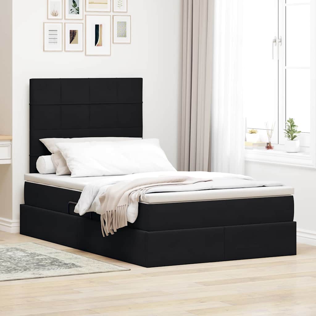 vidaXL Pat cu saltea și LED cu saltea Negru 120 x 190 cm Catifea