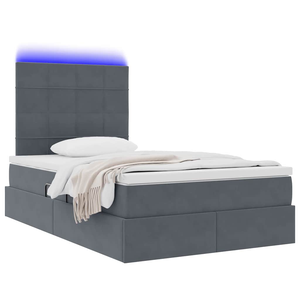 Thumbnail - vidaXL Bett mit Stauraum und LED mit LED Dunkelgrau 120 x 200 cm Samt