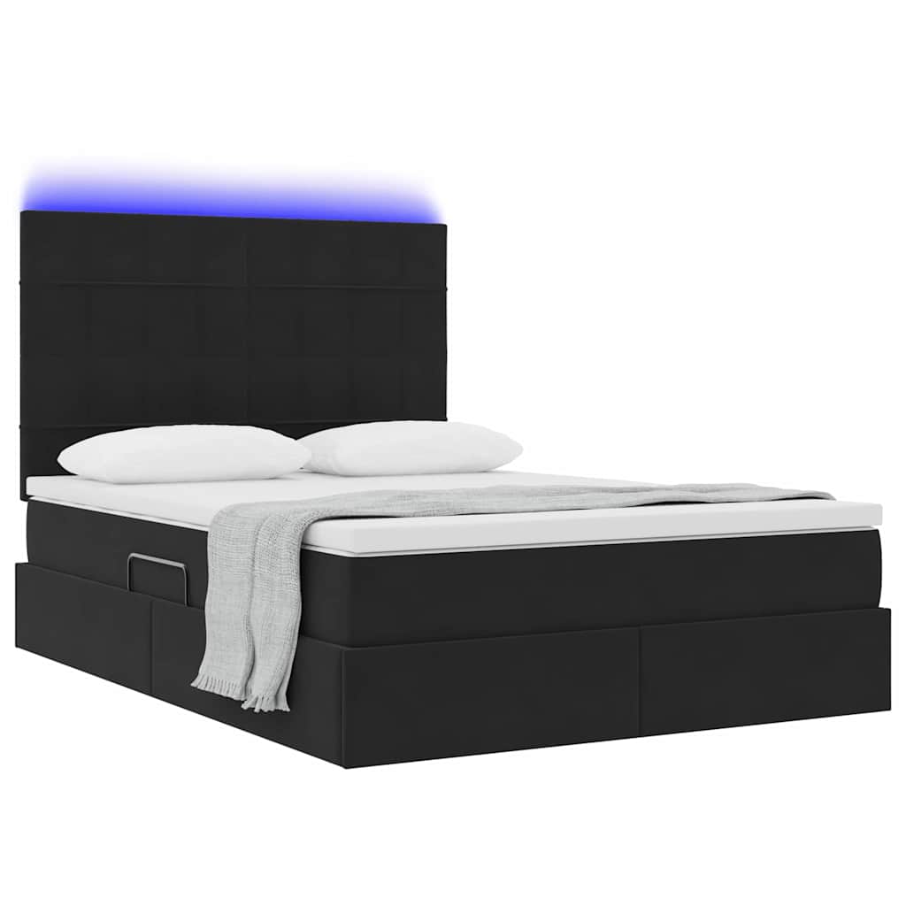 Thumbnail - vidaXL Bett mit Stauraum und LED mit LED Schwarz 140 x 190 cm Samt