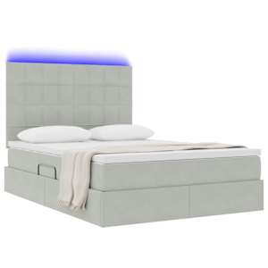 LED postel s úložným prostorem a matrací Světle šedá - obrázek 3