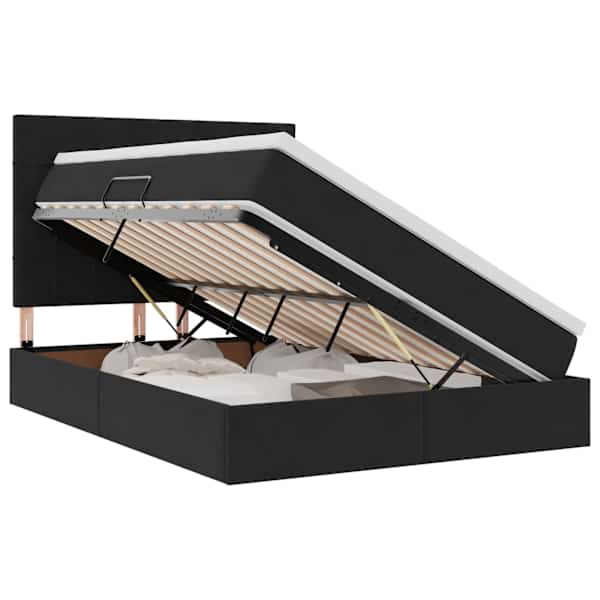 vidaXL LED-iga voodiraam koos madratsiga Must 140 x 200 cm Samet
