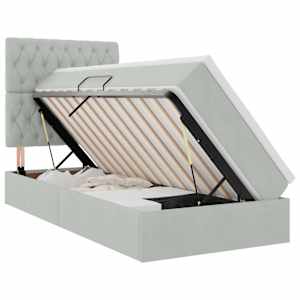 vidaXL LED-iga voodiraam koos madratsiga Helehall 90 x 190 cm Samet
