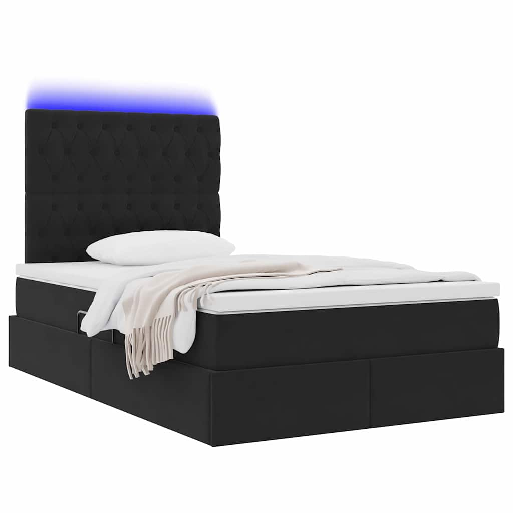 Thumbnail - vidaXL Bett mit Stauraum und LED mit LED Schwarz 120 x 190 cm Samt