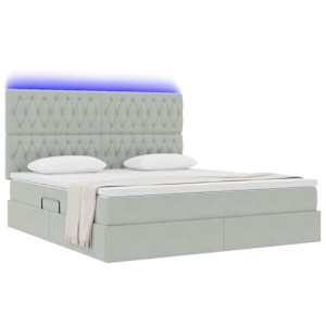 LED postel s úložným prostorem a matrací Světle šedá - obrázek 3