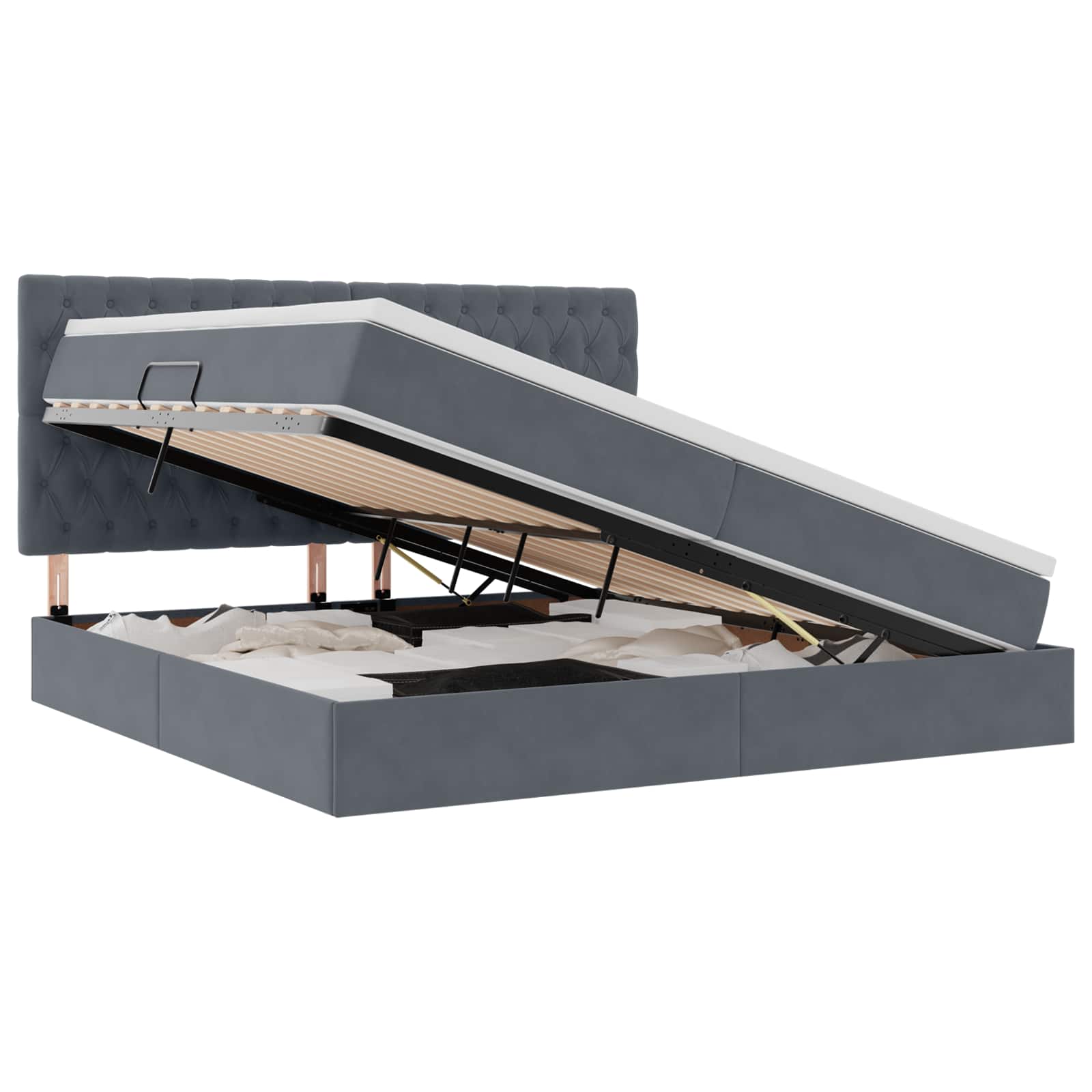 Voodi LED -ribatuledega peaga Tumehall 200 x 200 cm Samet - Image 2