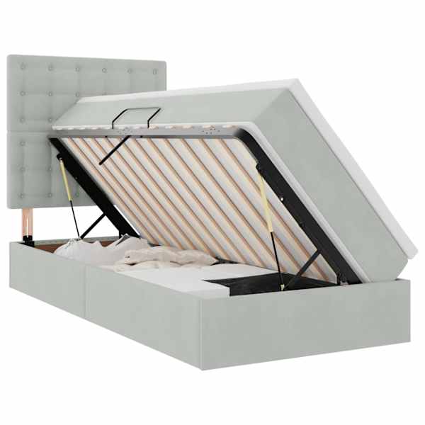 vidaXL LED-iga voodiraam koos madratsiga Helehall 90 x 190 cm Samet