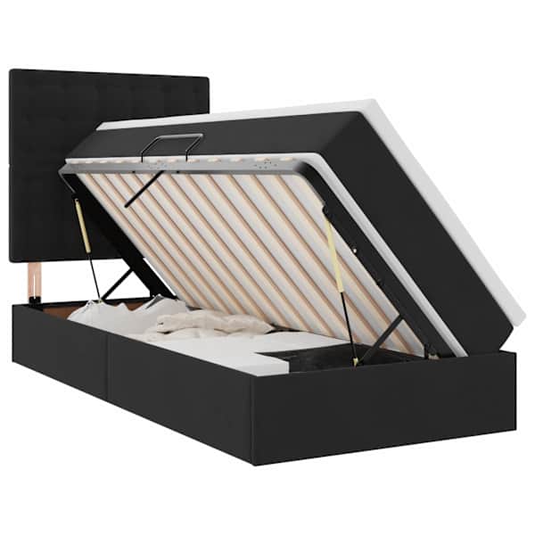 vidaXL LED-iga voodiraam koos madratsiga Must 90 x 190 cm Samet