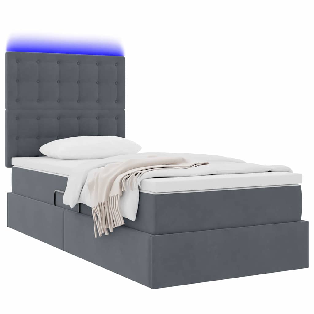 Thumbnail - vidaXL Bett mit Stauraum und LED mit LED Dunkelgrau 100 x 200 cm Samt