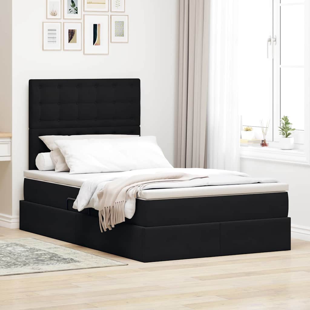 vidaXL Pat cu saltea și LED cu saltea Negru 120 x 190 cm Catifea