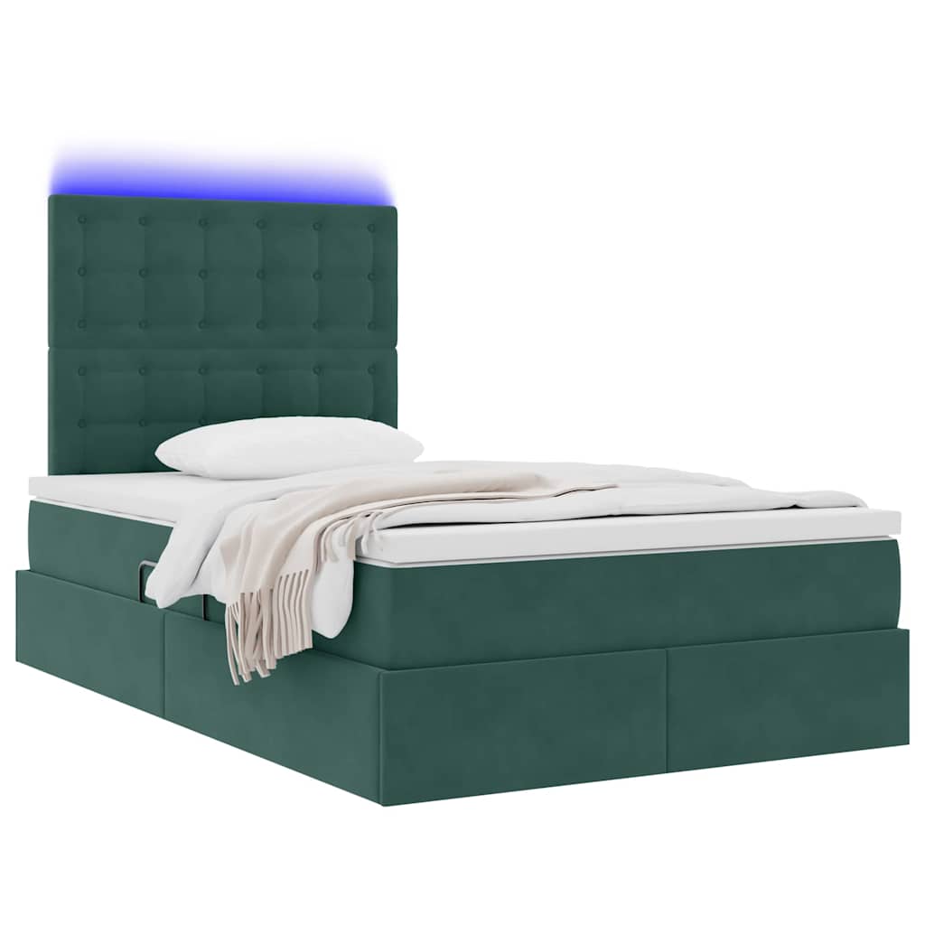 Thumbnail - vidaXL Bett mit Stauraum und LED mit LED Dunkelgrün 120 x 200 cm Samt