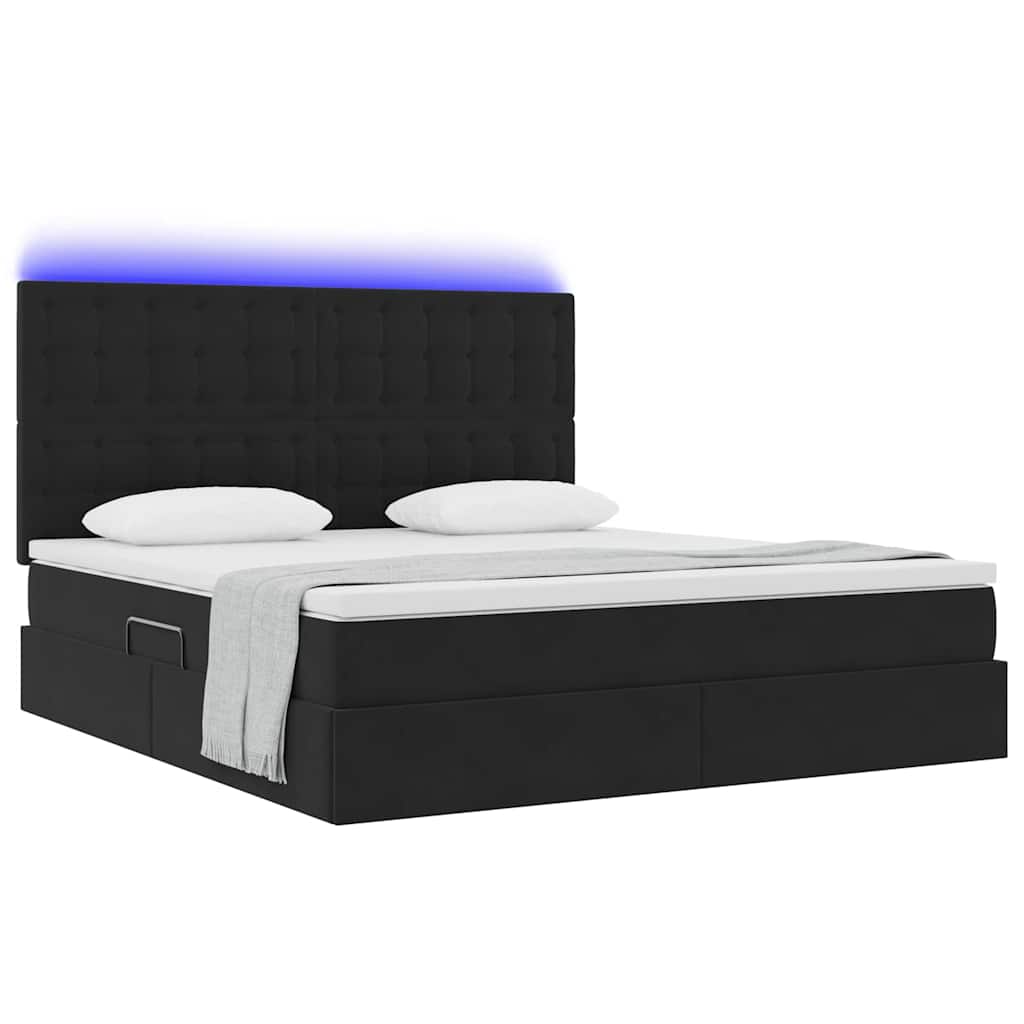Thumbnail - vidaXL Bett mit Stauraum und LED mit LED Schwarz 180 x 200 cm Samt