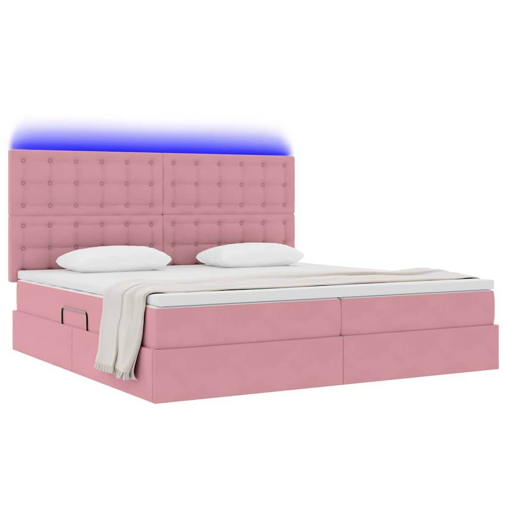 Thumbnail - vidaXL Bett mit Stauraum und LED mit Matratze Rosa 200 x 200 cm Samt