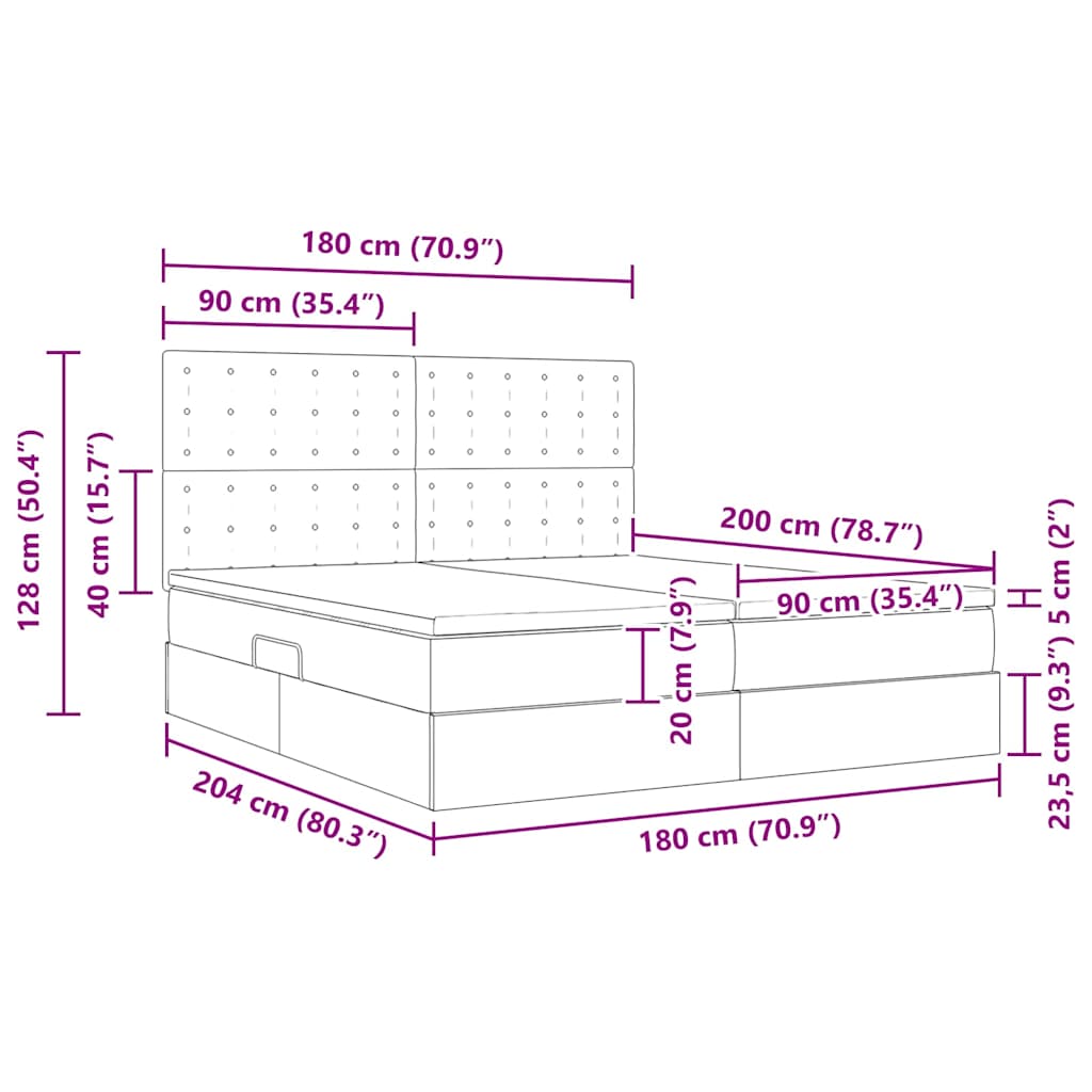 Postel s úložným prostorem a LED osvětlením Černá 180 x 200 cm - obrázek 19