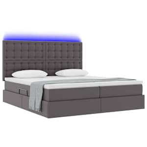 Postel s úložným prostorem a LED osvětlením Šedá 180 x 200 cm - obrázek 3