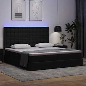 Postel s úložným prostorem a LED osvětlením Černá 200 x 200 cm - obrázek 5