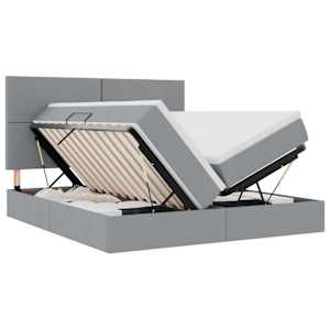 vidaXL LED-iga voodiraam koos madratsiga Helehall 180 x 200 cm kangas