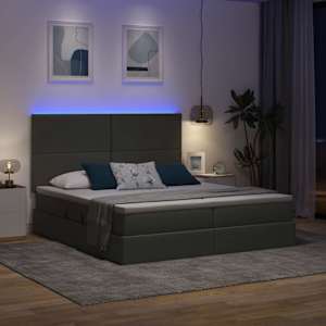LED postel s úložným prostorem a matrací Tmavě šedá - obrázek 5