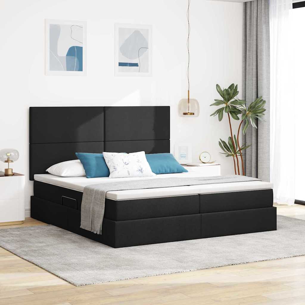 Thumbnail - vidaXL Bett mit LED-Lichtleisten Schwarz 180 x 200 cm Stoff