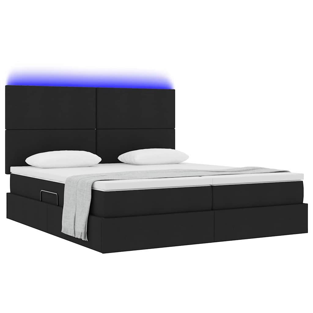 Thumbnail - vidaXL Bett mit LED-Lichtleisten Schwarz 180 x 200 cm Stoff