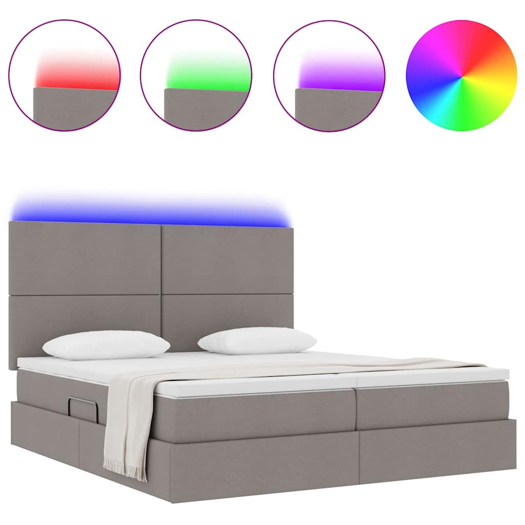 vidaXL LED Opslagbed met Matras Taupe 180 x 200 cm Stof, foto 4
