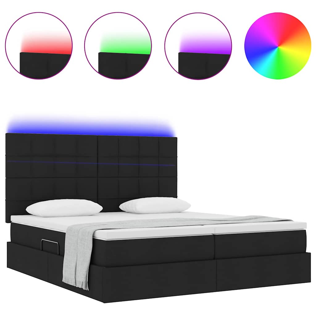 vidaXL LED Opslagbed met Matras Zwart 180 x 200 cm Stof, foto 4