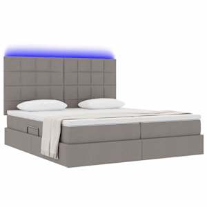 LED postel s úložným prostorem a matrací Taupe 200 x 200 cm - obrázek 3