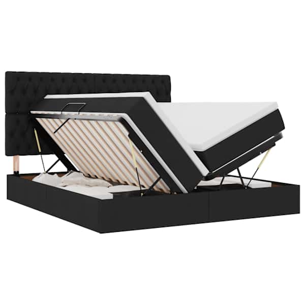vidaXL LED-iga voodiraam koos madratsiga Must 180 x 200 cm kangas